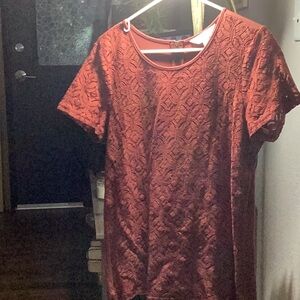 Market & Spruce Orange Graphic Fitted Blouse Short Sleeve